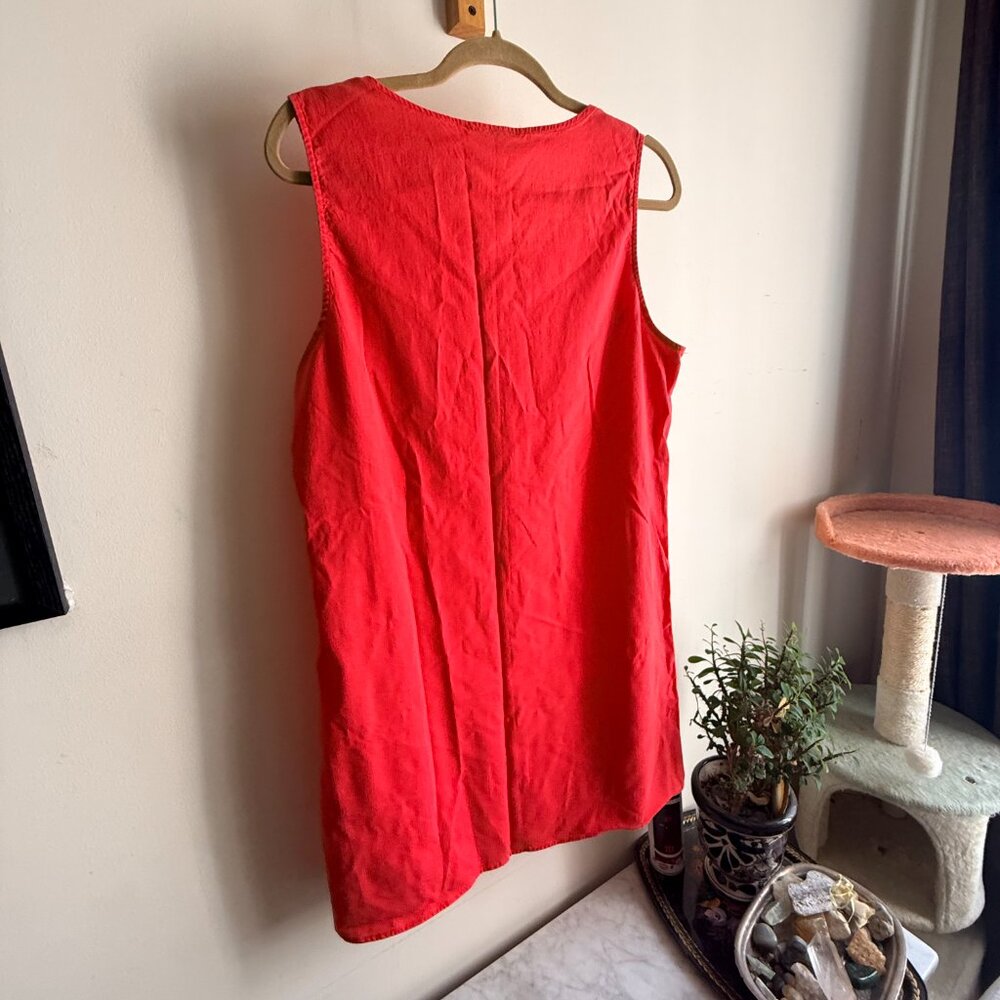 NWT: Coral Red Marine Layer Adele Linen Sleeveless dress Size L PIGMENT DYED - Picture 2 of 4